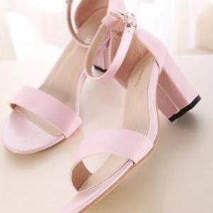Chunky Heel Sandals with Slender An..