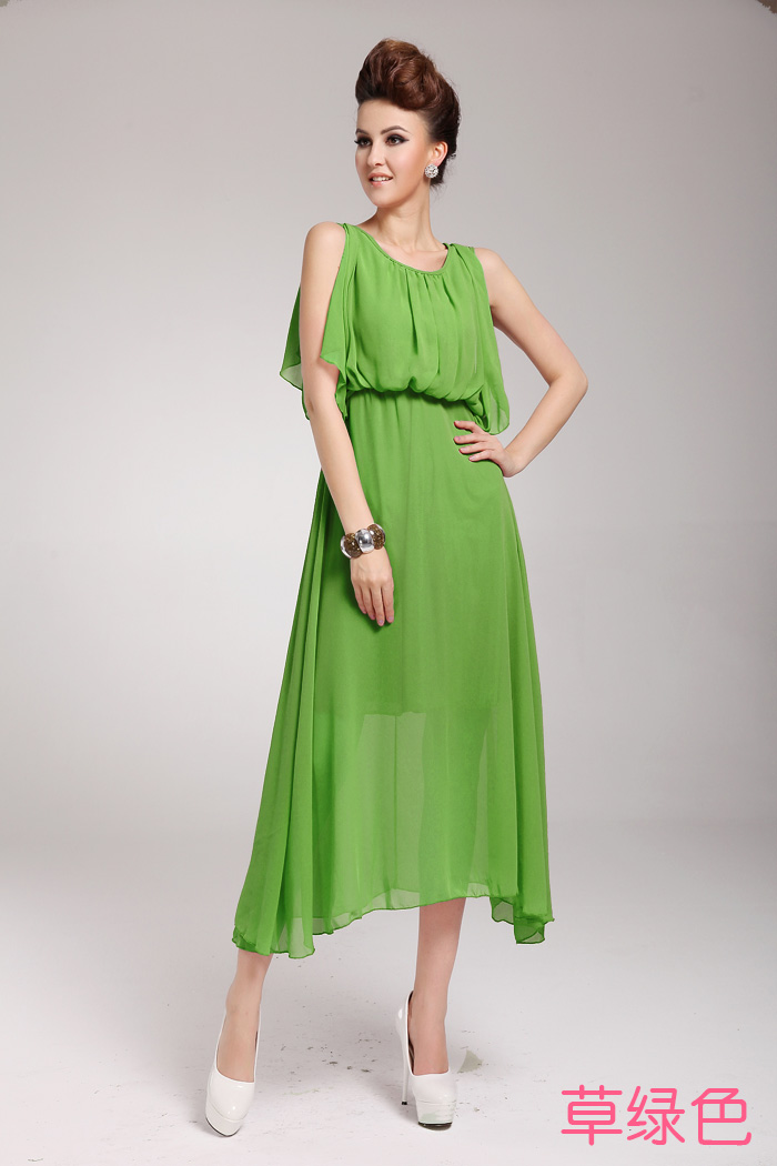 Urbann-Vibe Silk Chiffon Cape Dress For Women Lightweight Summer Maxi With Lace Up main image 1