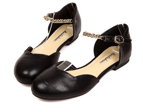Word -style Buckle Flat With Chain Fashion Flat Shoes on Luulla