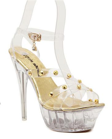 Sexy Catwalk Crystal Clear High-heeled Sandals Waterproof Nightclub on ...