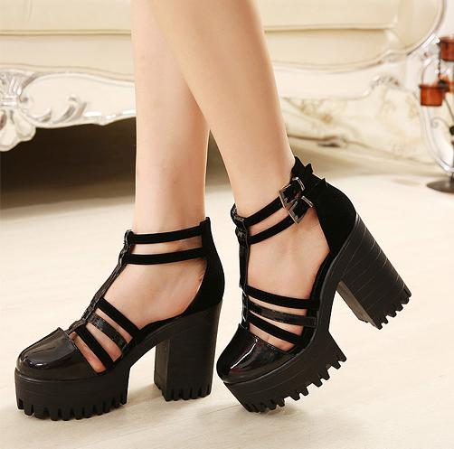 Female High-heeled Sandals With Chunky Heel And Platform on Luulla
