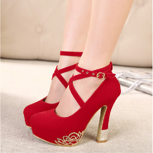 Shaped With Word -style Buckle High-heeled Roman Style High-heeled ...