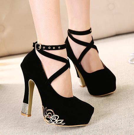 Shaped With Word -style Buckle High-heeled Roman Style High-heeled ...