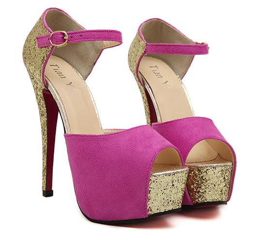 High With Fine With Roman -style Word -style Buckle Shoes With Sequins ...