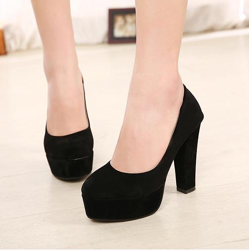 Simple Waterproof Thick High-heeled Shoes Women Shoes Temperament on Luulla